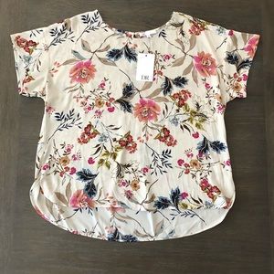 💐DR2 Cream/FloralShirt Sleeve Blouse XXL